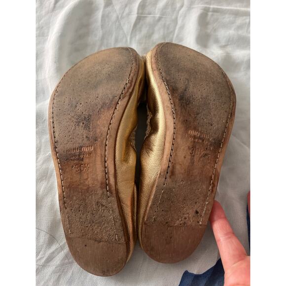 Miu Miu Gold Embellished Ballet Flats Size 36.5 (US 6.5) - Picture 2 of 5